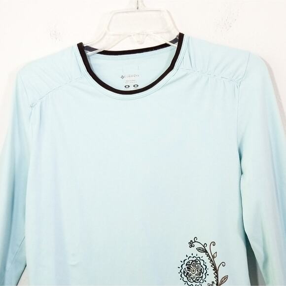 Columbia blue long sleeve floral crew neck top M - Picture 2 of 6